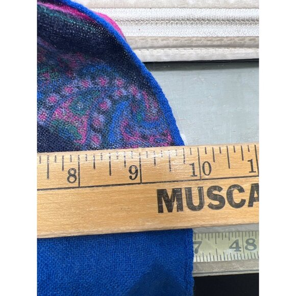 Fringe Trim Rectangle Wool Shawl Scarf 51 Inches Blue Pink Striped Boho Wrap Lig - Picture 3 of 4